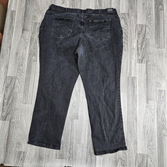 Lee Jeans Womens 22W Black Relaxed Fit Straight Leg Stretch Denim Plus Size - Picture 2 of 12